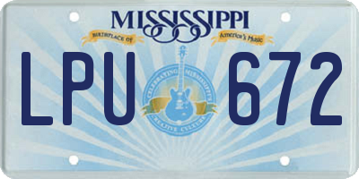 MS license plate LPU672