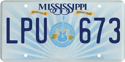 MS license plate LPU673