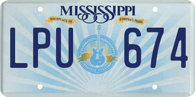 MS license plate LPU674