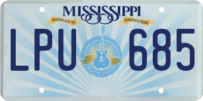 MS license plate LPU685