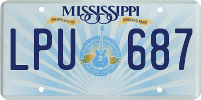MS license plate LPU687