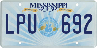 MS license plate LPU692