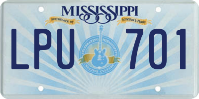 MS license plate LPU701