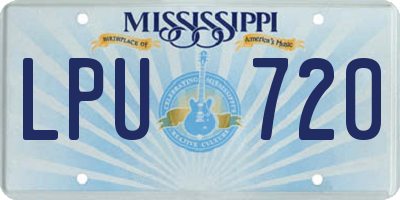 MS license plate LPU720