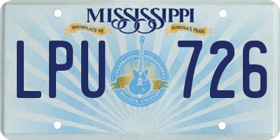MS license plate LPU726