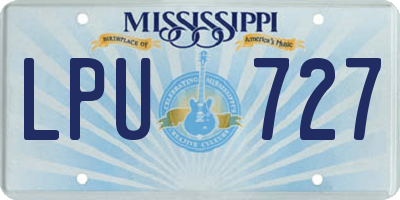 MS license plate LPU727