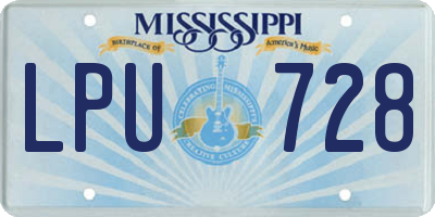 MS license plate LPU728