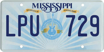 MS license plate LPU729