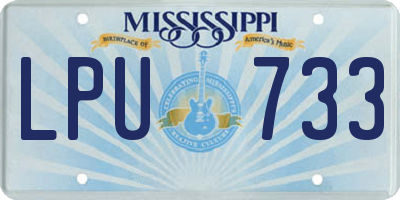 MS license plate LPU733