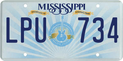 MS license plate LPU734