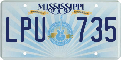 MS license plate LPU735