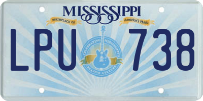 MS license plate LPU738