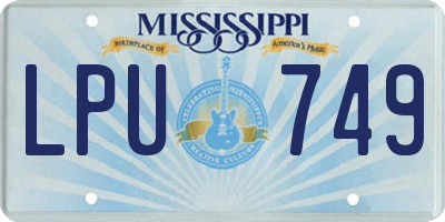 MS license plate LPU749