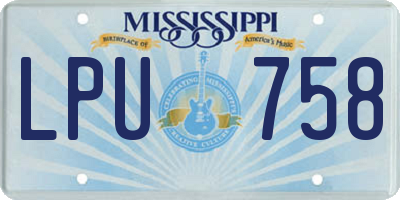 MS license plate LPU758