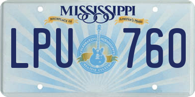 MS license plate LPU760