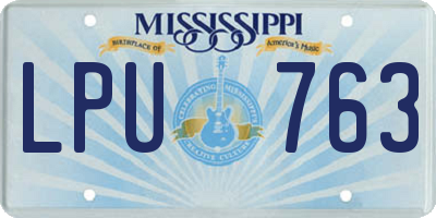 MS license plate LPU763