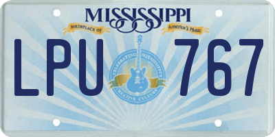 MS license plate LPU767