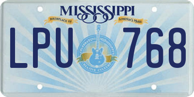 MS license plate LPU768