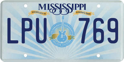 MS license plate LPU769