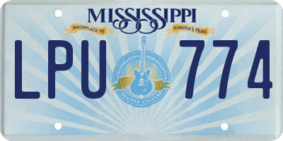 MS license plate LPU774