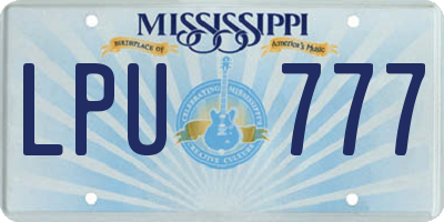 MS license plate LPU777