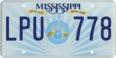 MS license plate LPU778