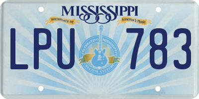 MS license plate LPU783