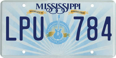 MS license plate LPU784