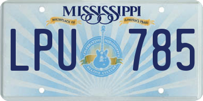 MS license plate LPU785