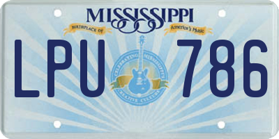 MS license plate LPU786