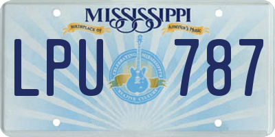 MS license plate LPU787