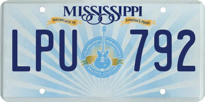 MS license plate LPU792