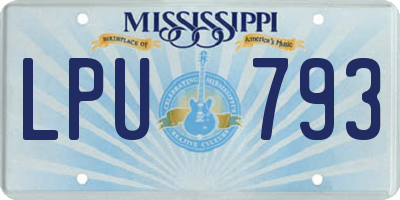 MS license plate LPU793