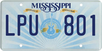 MS license plate LPU801