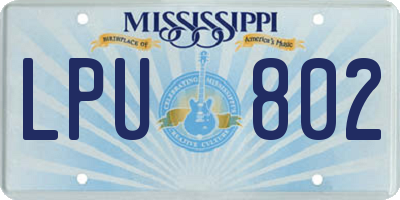 MS license plate LPU802