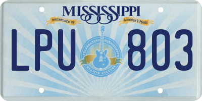 MS license plate LPU803