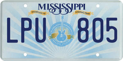 MS license plate LPU805