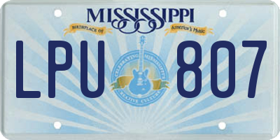 MS license plate LPU807