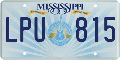 MS license plate LPU815