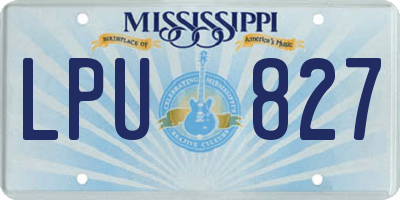 MS license plate LPU827