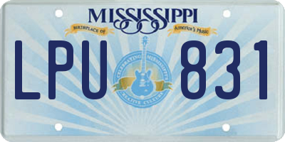 MS license plate LPU831