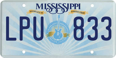 MS license plate LPU833