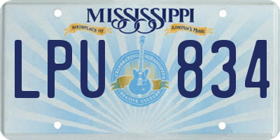 MS license plate LPU834