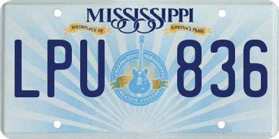 MS license plate LPU836