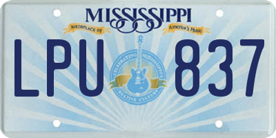MS license plate LPU837