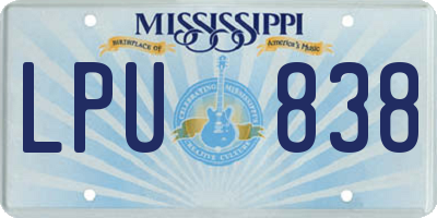 MS license plate LPU838