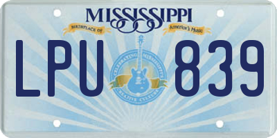 MS license plate LPU839