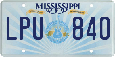 MS license plate LPU840