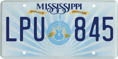MS license plate LPU845