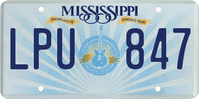 MS license plate LPU847